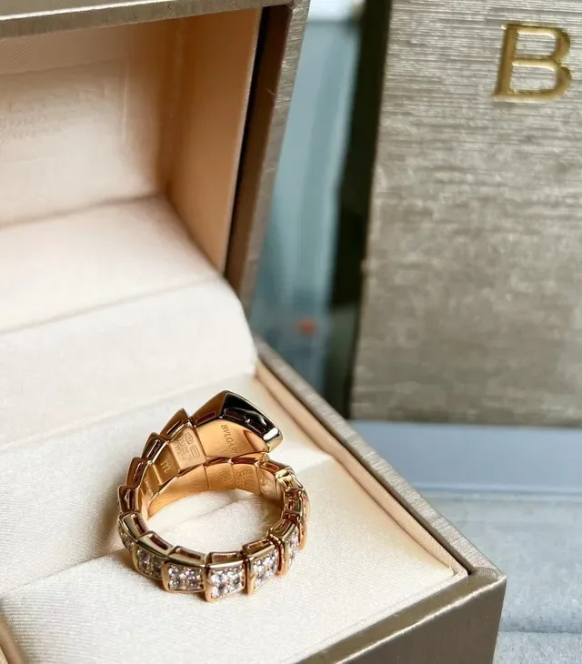 Bvlgari Serpenti Pavé Diamond Rose Gold Ring 7