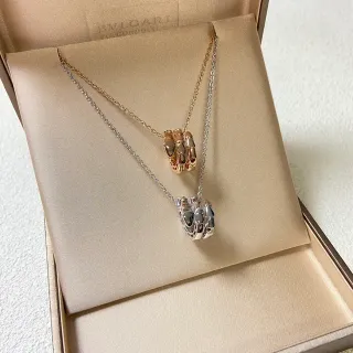 Bvlgari Serpenti Tubogas ذهب فضة متشابك أنبوبي تعليق مصقول معدن قلادة