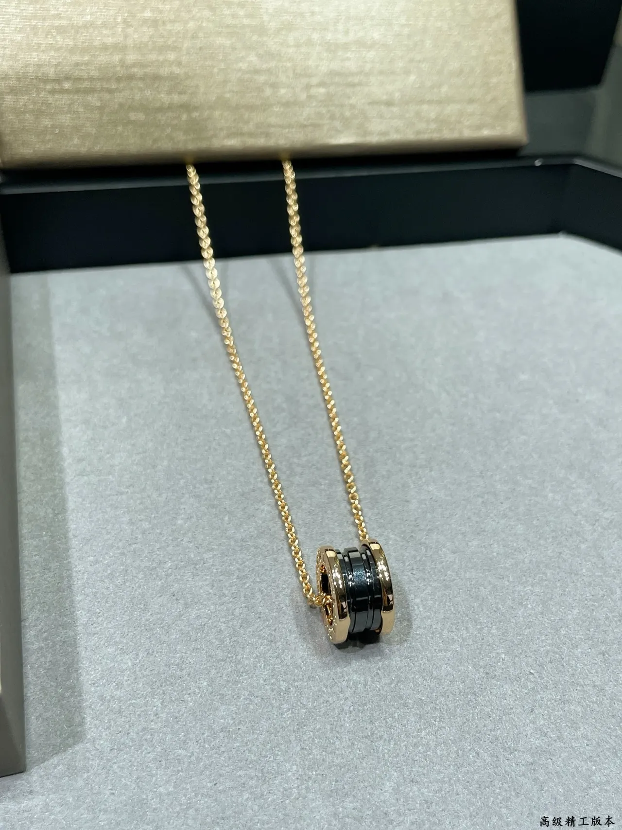 Bvlgari 银黑桶形吊坠多环结构项链 4