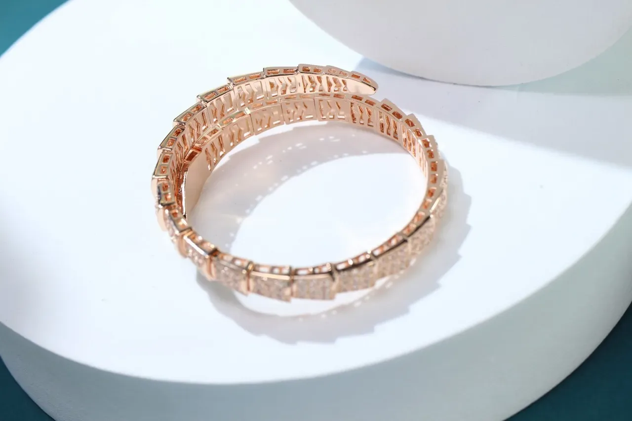 Bvlgari Silver White Coiled Serpent Pavé-Set Bracelet 2