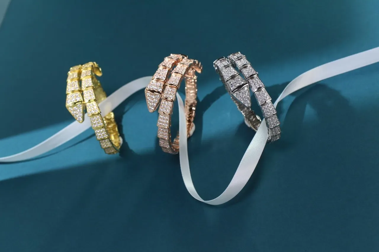 Bvlgari Silver White Coiled Serpent Pavé-Set Bracelet 3