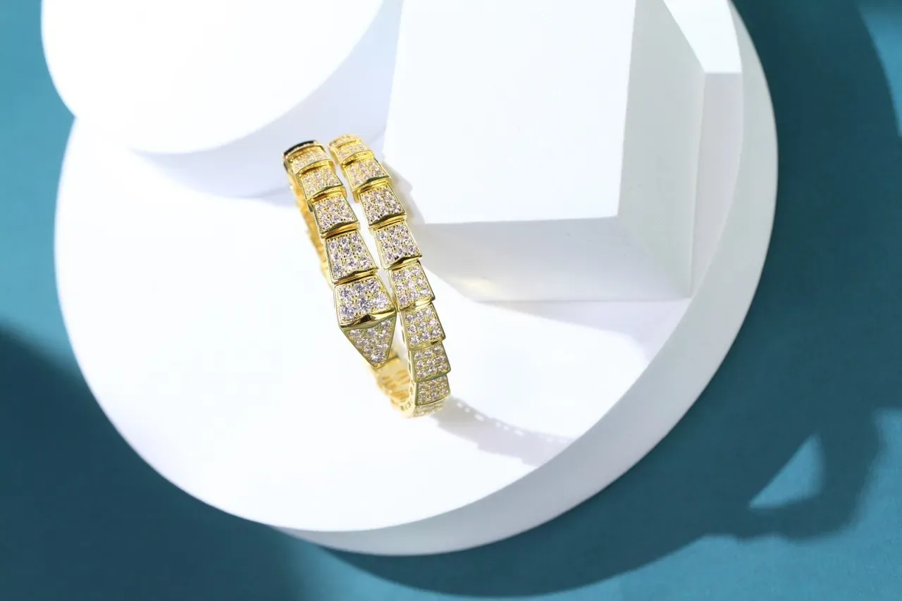 Bvlgari Silver White Coiled Serpent Pavé-Set Bracelet 4