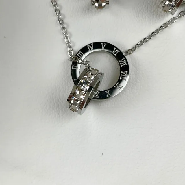 Cartier Ballon Bleu Pink Silver Round Case Crown Guard Necklace 2