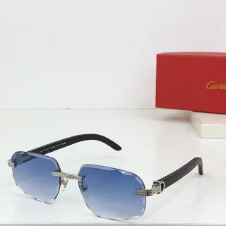 Cartier Blue Black Rimless Gradient Lenses Sunglasses