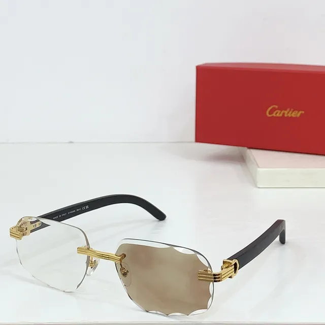 Cartier 蓝黑 无框 渐变镜片 太阳镜 3