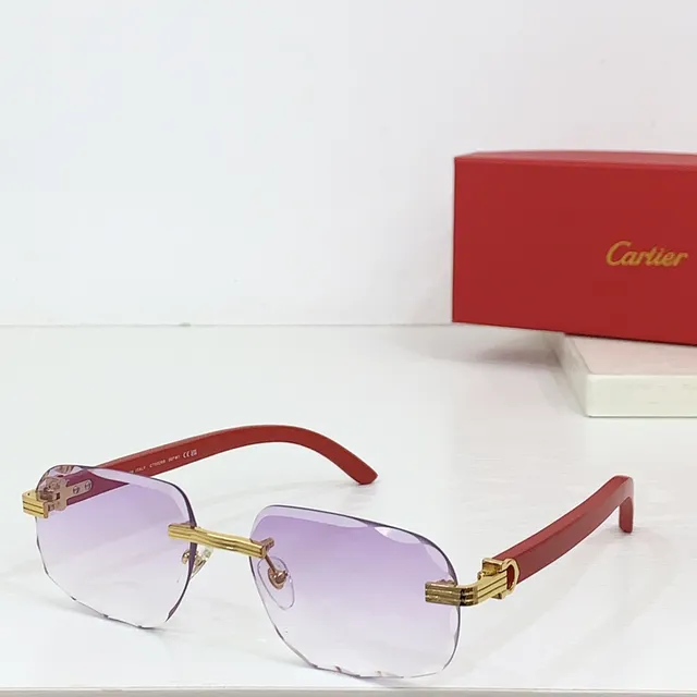 Cartier 蓝黑 无框 渐变镜片 太阳镜 5