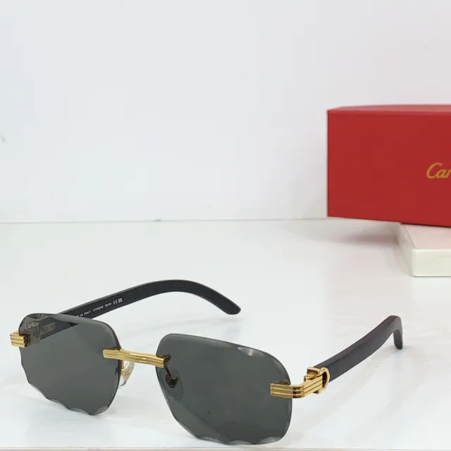 Cartier 蓝黑 无框 渐变镜片 太阳镜 6