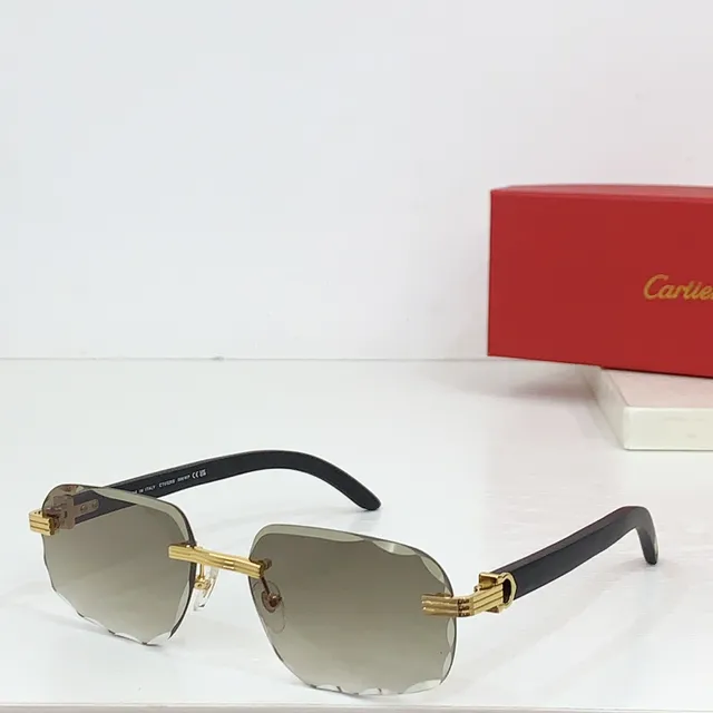 Cartier 蓝黑 无框 渐变镜片 太阳镜 8