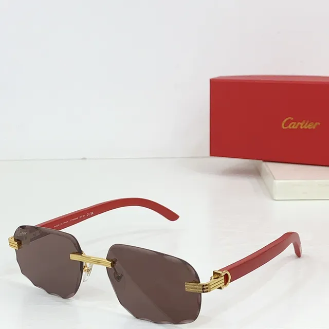 Cartier 蓝黑 无框 渐变镜片 太阳镜 9