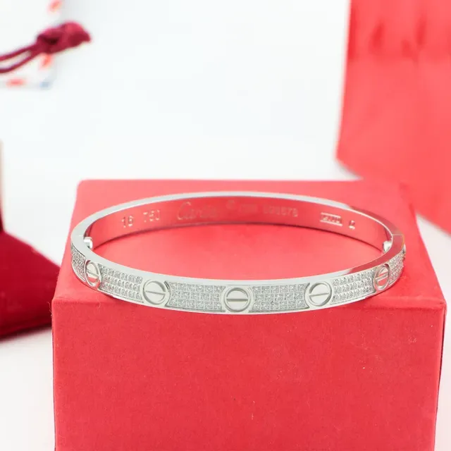 Cartier Gold Silver Rigid Bangle Pavé-Set Bracelet 3