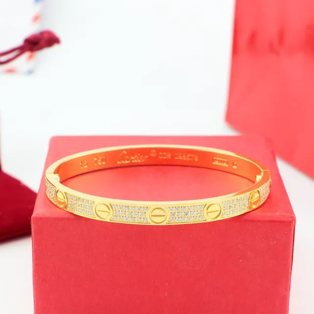 Cartier Gold Silver Rigid Bangle Pavé-Set Bracelet 5