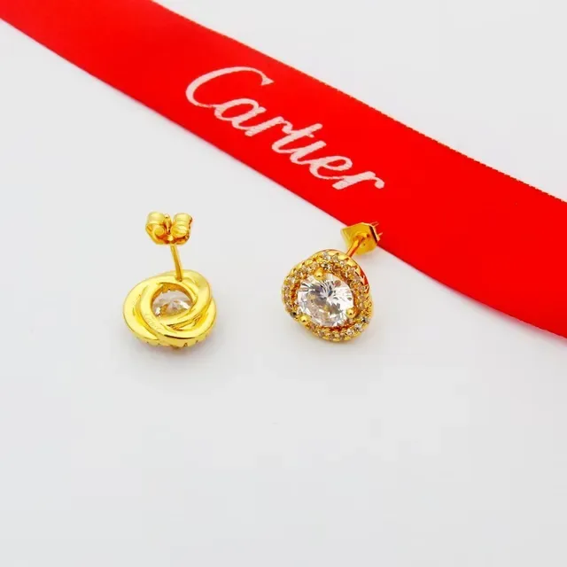 Cartier सोने चांदी गोल हेलो स्टड पैव-सेट चारों ओर कर्णफूल 6
