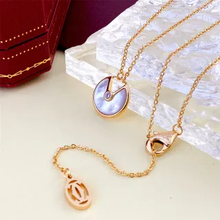 Cartier সোনা সাদা গোলাপ শৃঙ্খলা মাদার-অব-পার্ল ডিস্ক পেন্ড্যান্ট হার