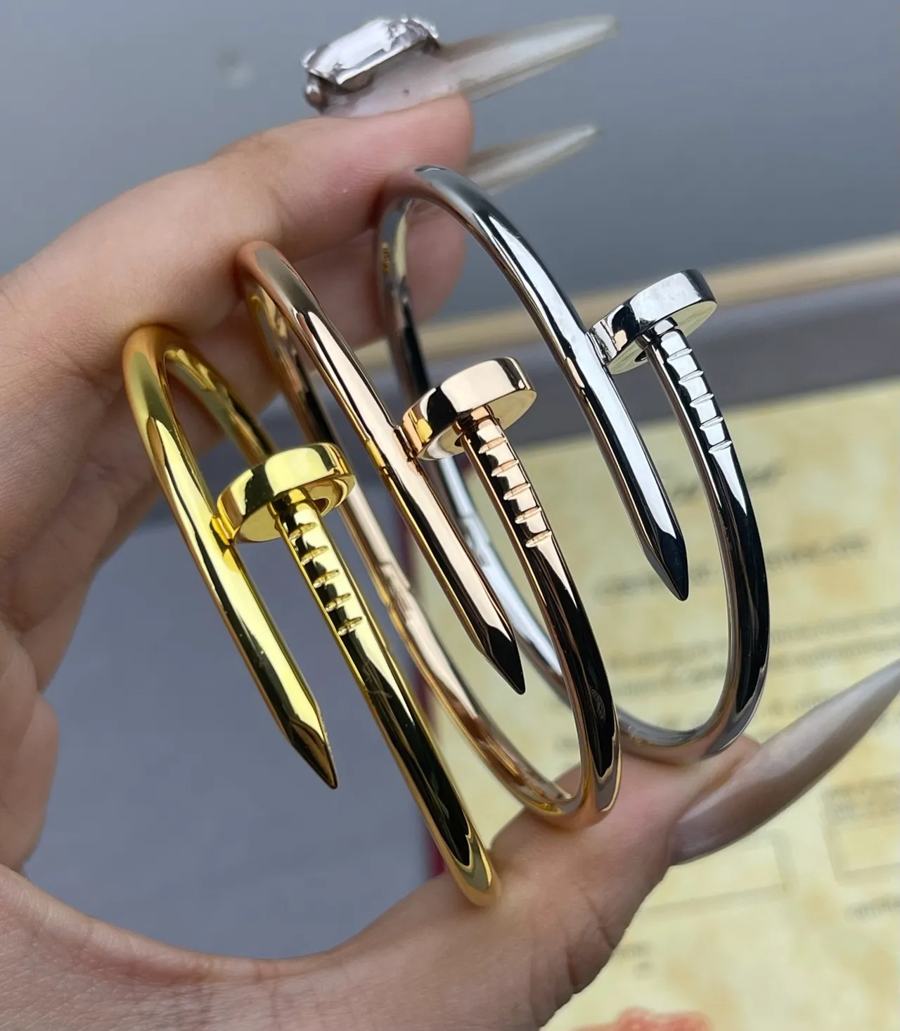 Cartier Juste un Clou Brazalete Motivo de Cabeza de Clavo Metal Pulido Oro Plata 2