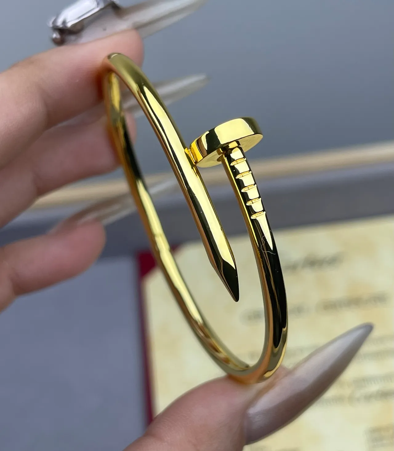 Cartier Juste un Clou Brazalete Motivo de Cabeza de Clavo Metal Pulido Oro Plata 3