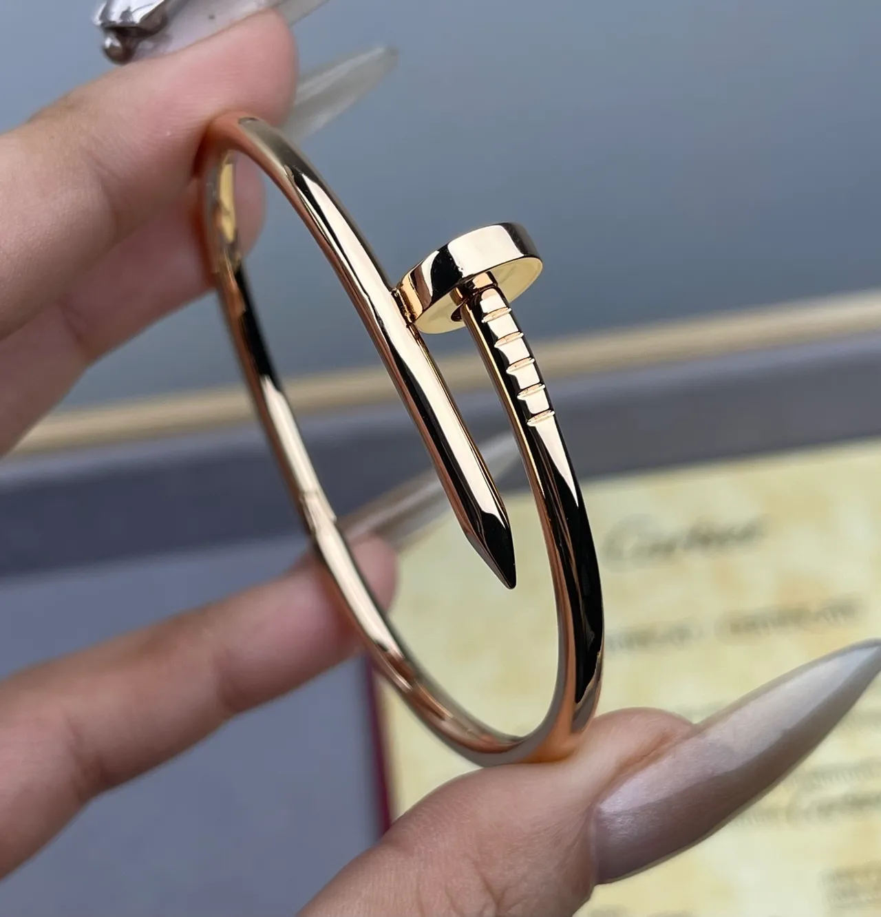 Cartier Juste un Clou Brazalete Motivo de Cabeza de Clavo Metal Pulido Oro Plata 5