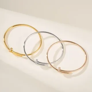Cartier Juste un Clou গোল্ড সিলভার থিন সার্কুলার ব্যাঙ্গেল পাভে-সেট স্টোন ব্রেসলেট