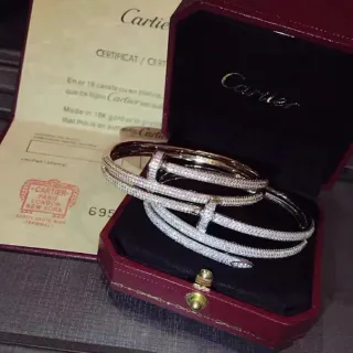 Cartier Juste un Clou Pavé Diamond Double-Bar Bangle Bracelets