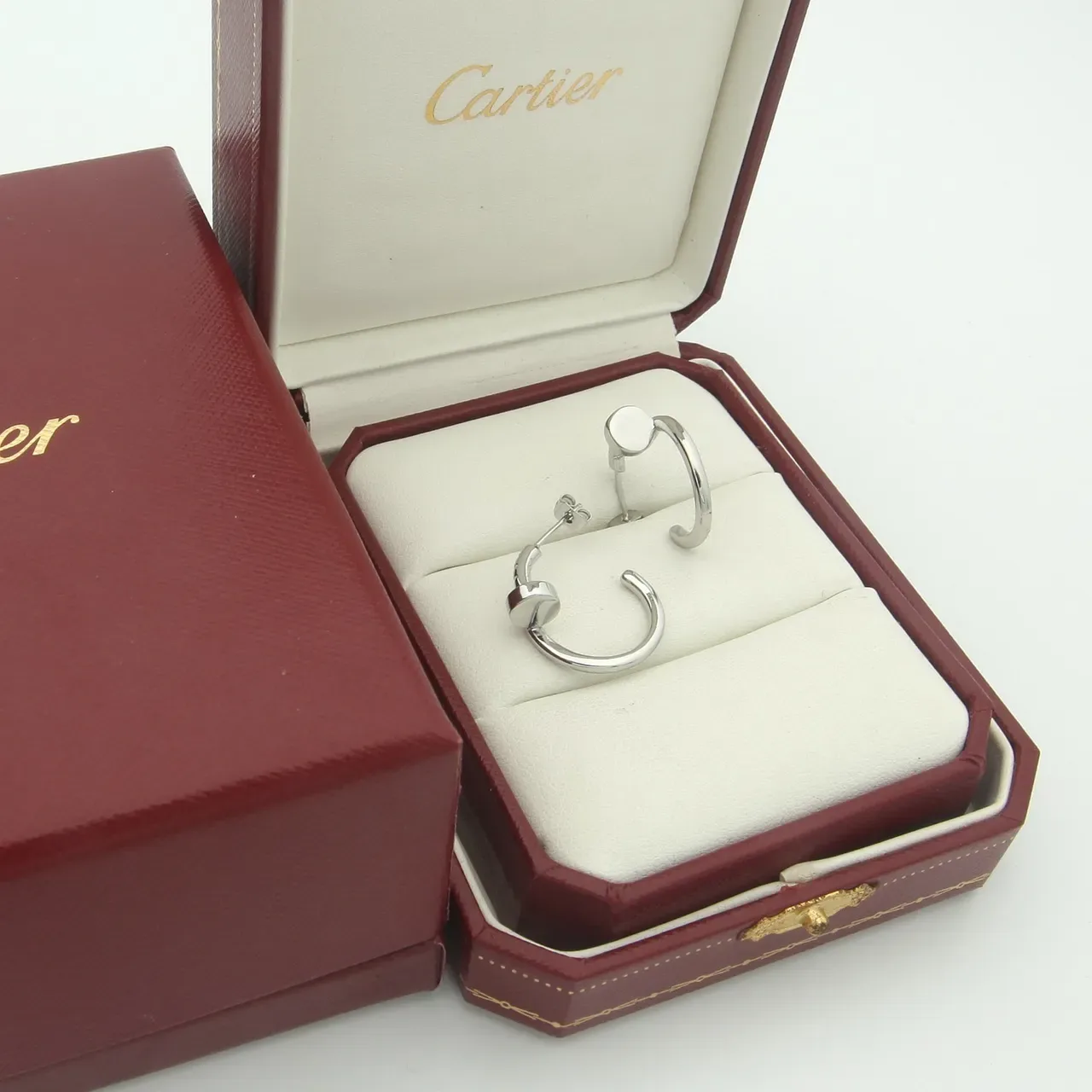 Cartier Juste un Clou Polished Silver C-Shaped Hoop Earrings 3