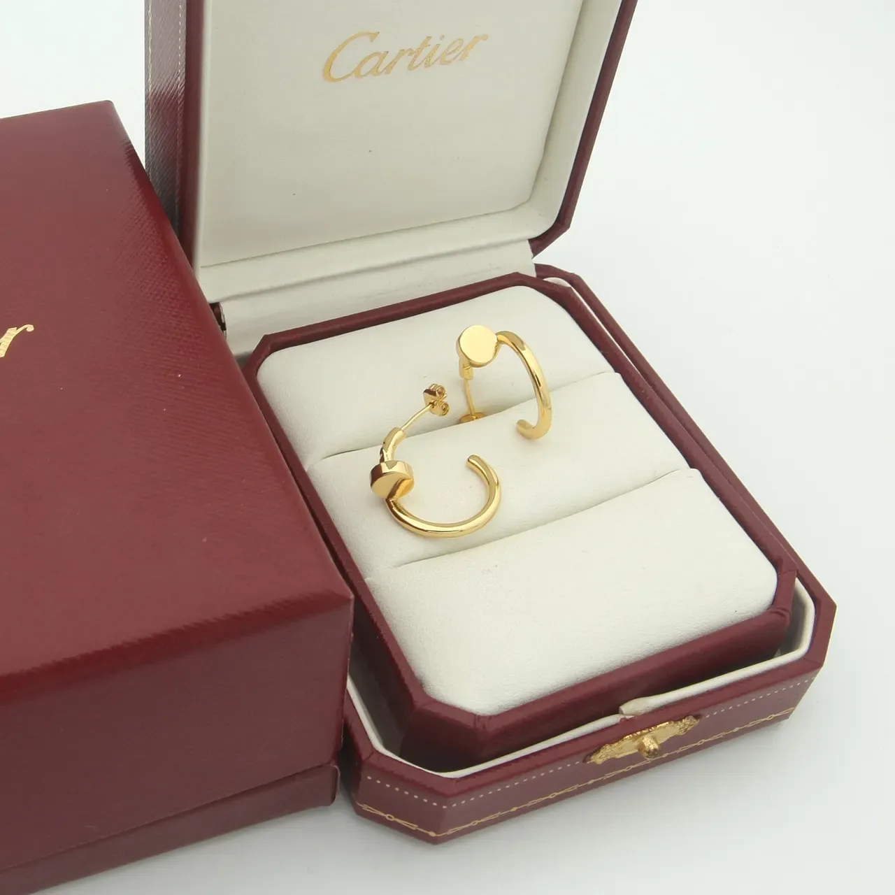 Cartier Juste un Clou Polished Silver C-Shaped Hoop Earrings 5
