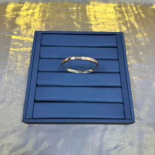 Cartier Juste un Clou রূপালী সাদা হিঞ্জযুক্ত ব্যাঙ্গল Baguette-Cut Stone Row Bracelet