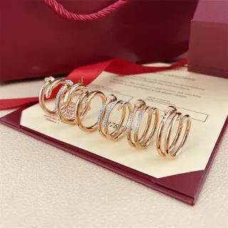 Cartier Juste un Clou স্পাইরাল মাল্টি-ব্যান্ড রোজ গোল্ড পাভে ডায়মন্ড আংটি
