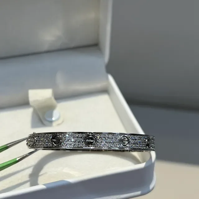 Bracelet Cartier Love Motif à Vis Pavé-Set en Argent 2