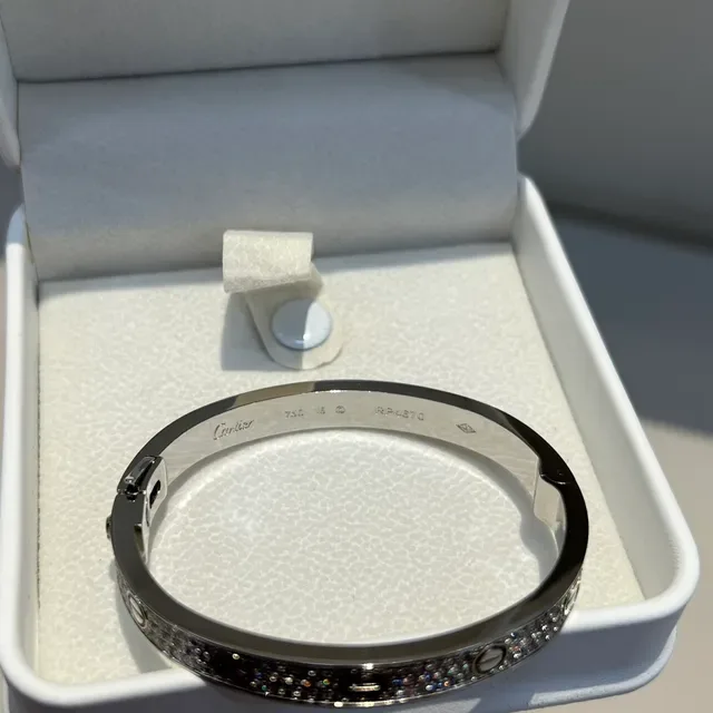 Bracelet Cartier Love Motif à Vis Pavé-Set en Argent 4