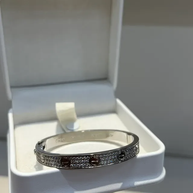 Bracelet Cartier Love Motif à Vis Pavé-Set en Argent 5