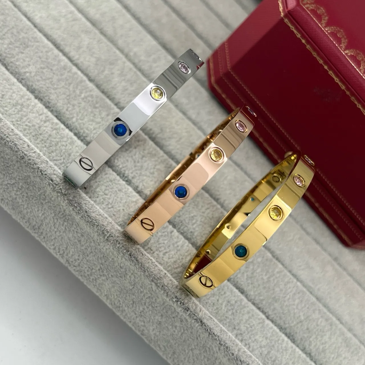 Cartier Love Bracelet Prata Ouro Rosa Ouro Amarelo Ouro Brazaletes Múltiplos Gemas 2