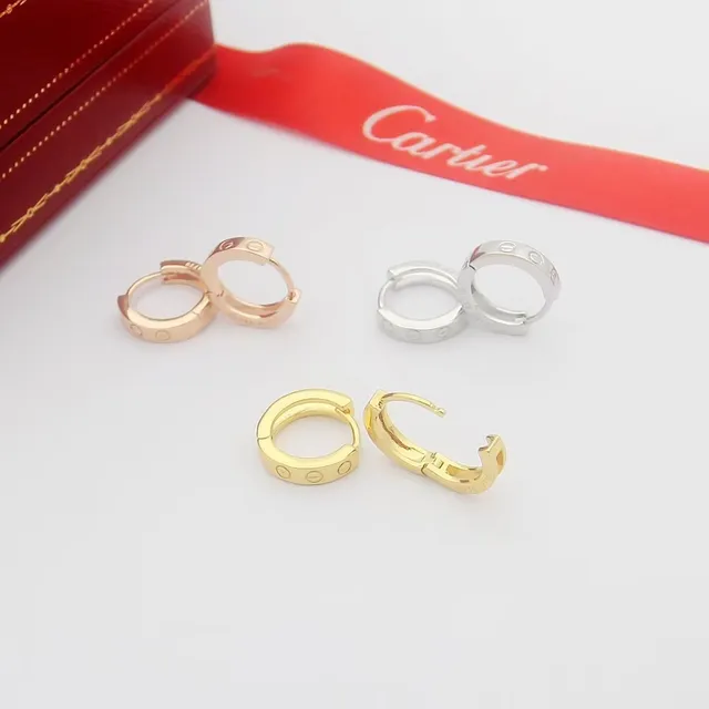 Cartier Love ذهب فضة حلقة مشبكة تفصيلة شكل المسمار أقراط 8
