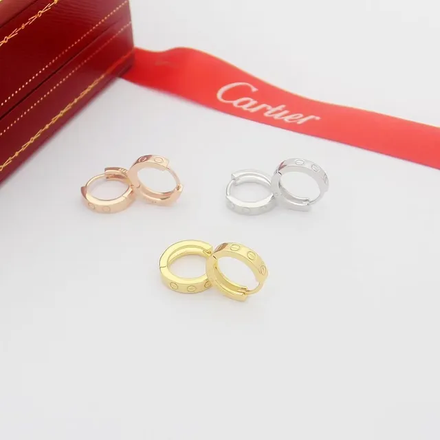 Cartier Love ذهب فضة حلقة مشبكة تفصيلة شكل المسمار أقراط 9