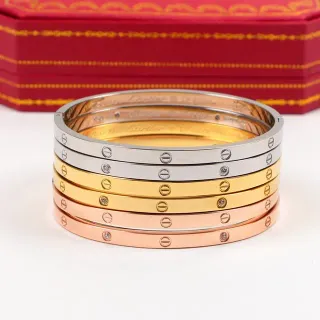 Cartier Love সোনা রূপো স্ক্রু-মোটিফ ফ্ল্যাট-প্রোফাইল ব্রেসলেট