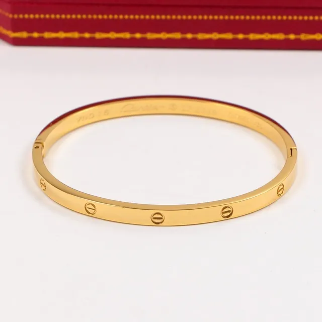 Cartier Love 金银螺纹花纹平面型手链 4