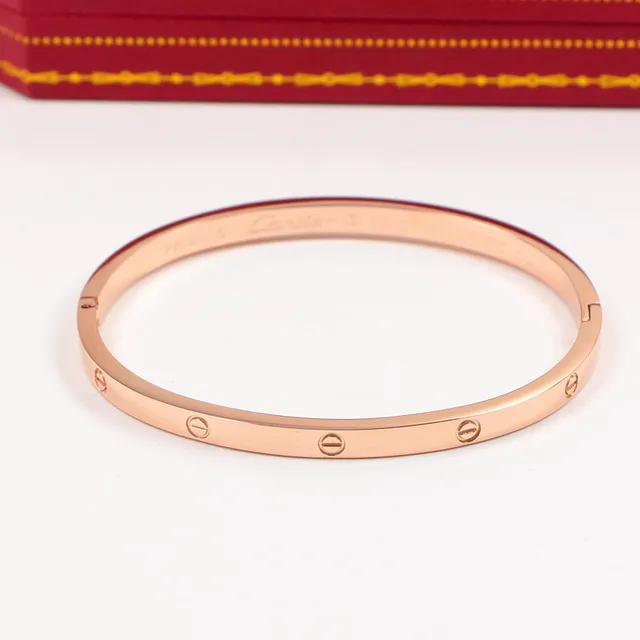Cartier Love 金银螺纹花纹平面型手链 5