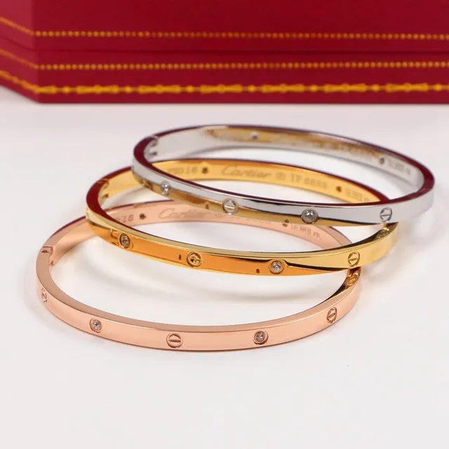 Cartier Love 金银螺纹花纹平面型手链 7