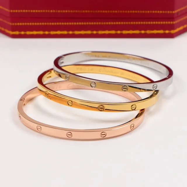 Cartier Love 金银螺纹花纹平面型手链 8