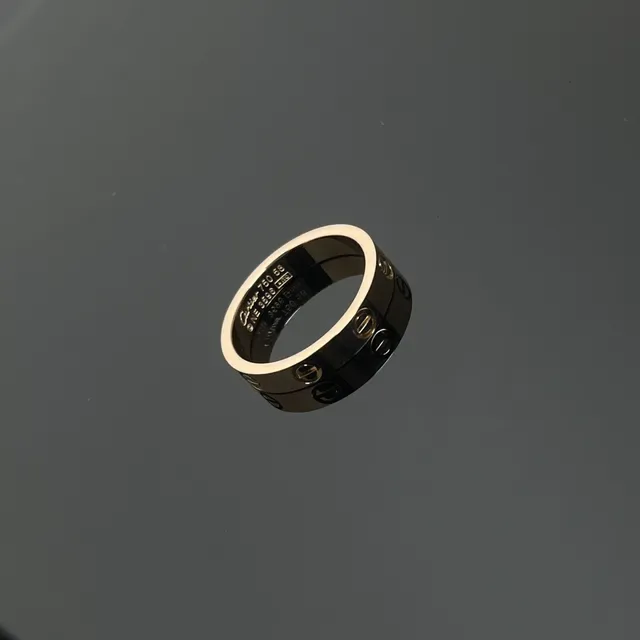 Cartier Love خاتم أسود وذهبي/فضي ثنائي اللون عريض 3