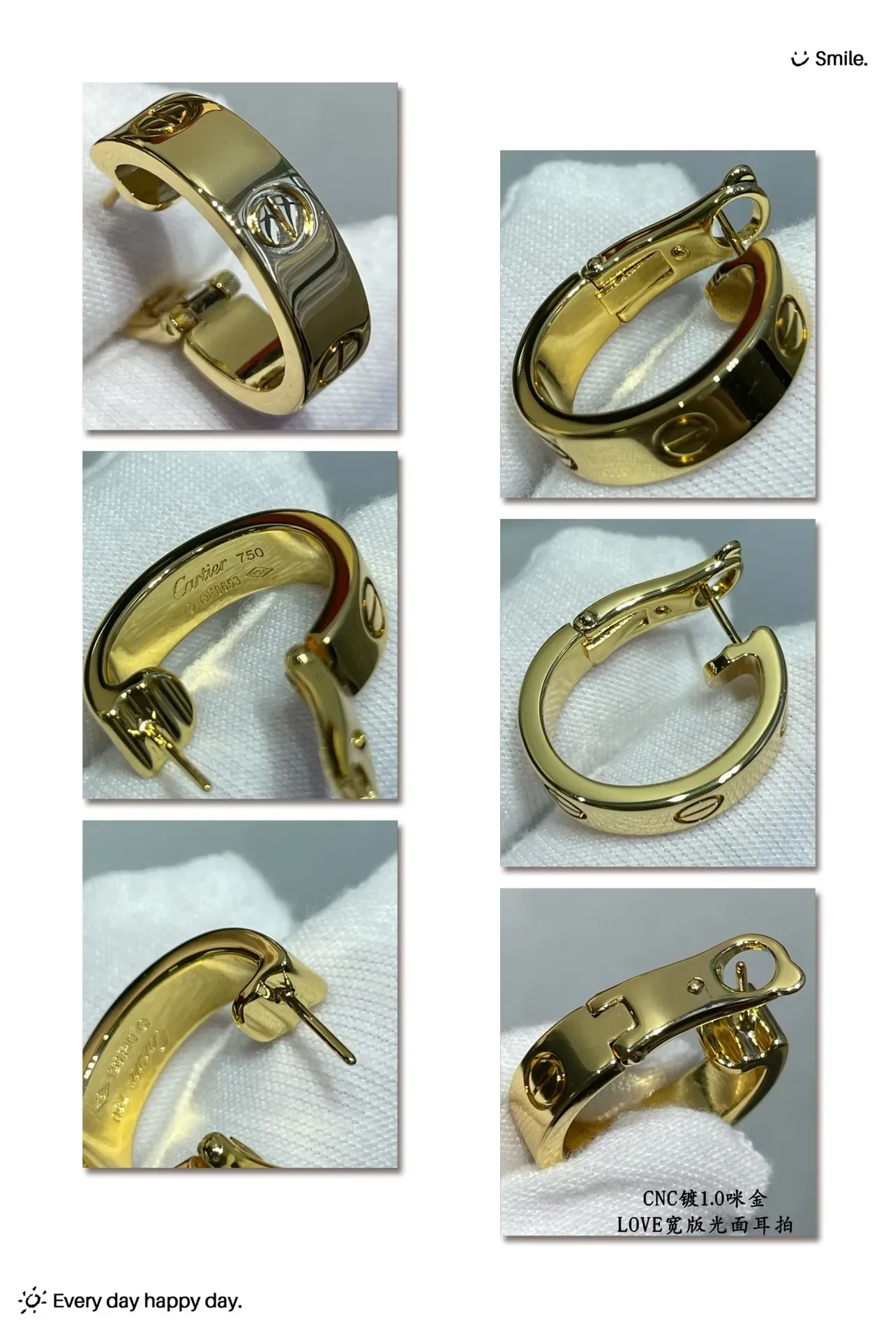 Cartier Love Aros Largos de Metal Polido 5