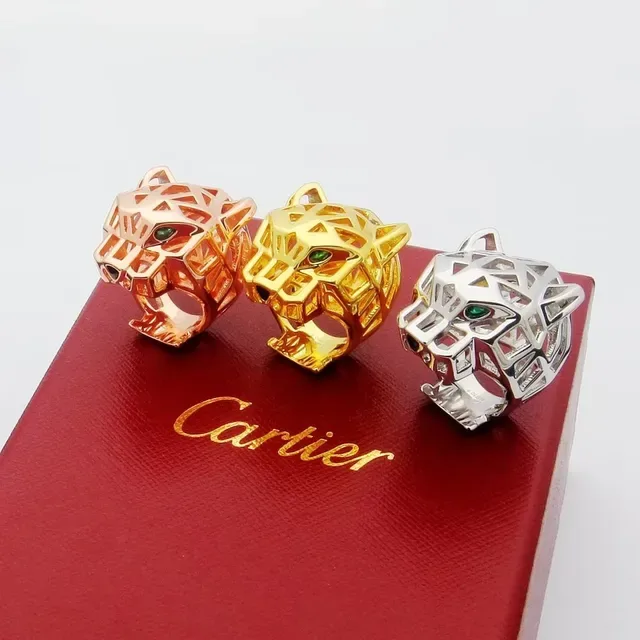 Cartier Panthère de Cartier 白金 绿宝石 黑豹戒指 9