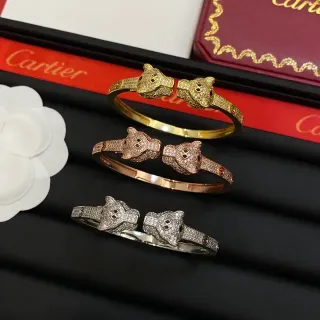 Cartier Panthère Dual Panther Head Pavé Bangle Bracelet