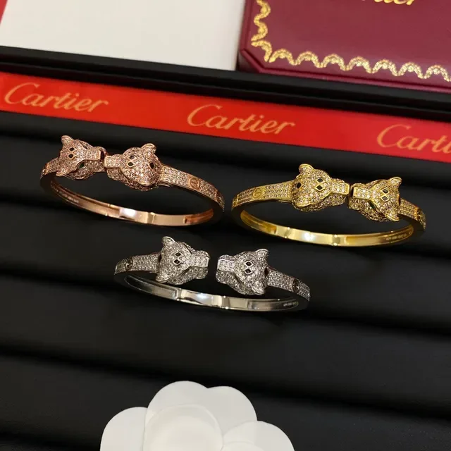 Cartier Panthère ड्यूल पैंथर हेड पावे बैंगल ब्रेसलेट 7