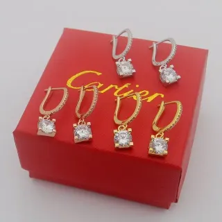 Cartier Red Gold Hinged Lever-Back Hoops Pavé-Set Band Earrings