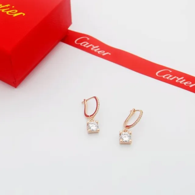 Cartier Oro Rojo Aros con Bisagra de Palanca Hoops con Banda Pavé-Set 2
