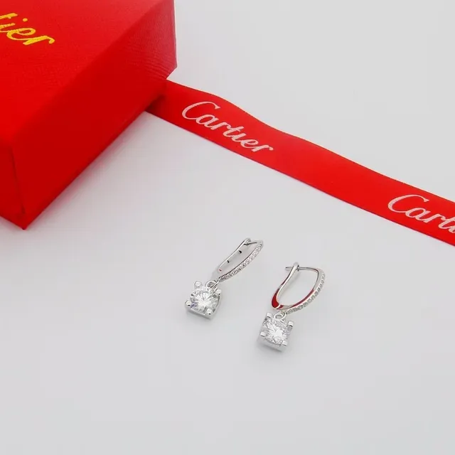 Cartier Oro Rojo Aros con Bisagra de Palanca Hoops con Banda Pavé-Set 3
