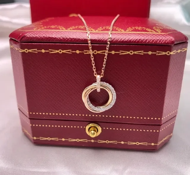 Cartier Trinity Triple Interlocking Rings Pavé Diamond Necklace 3