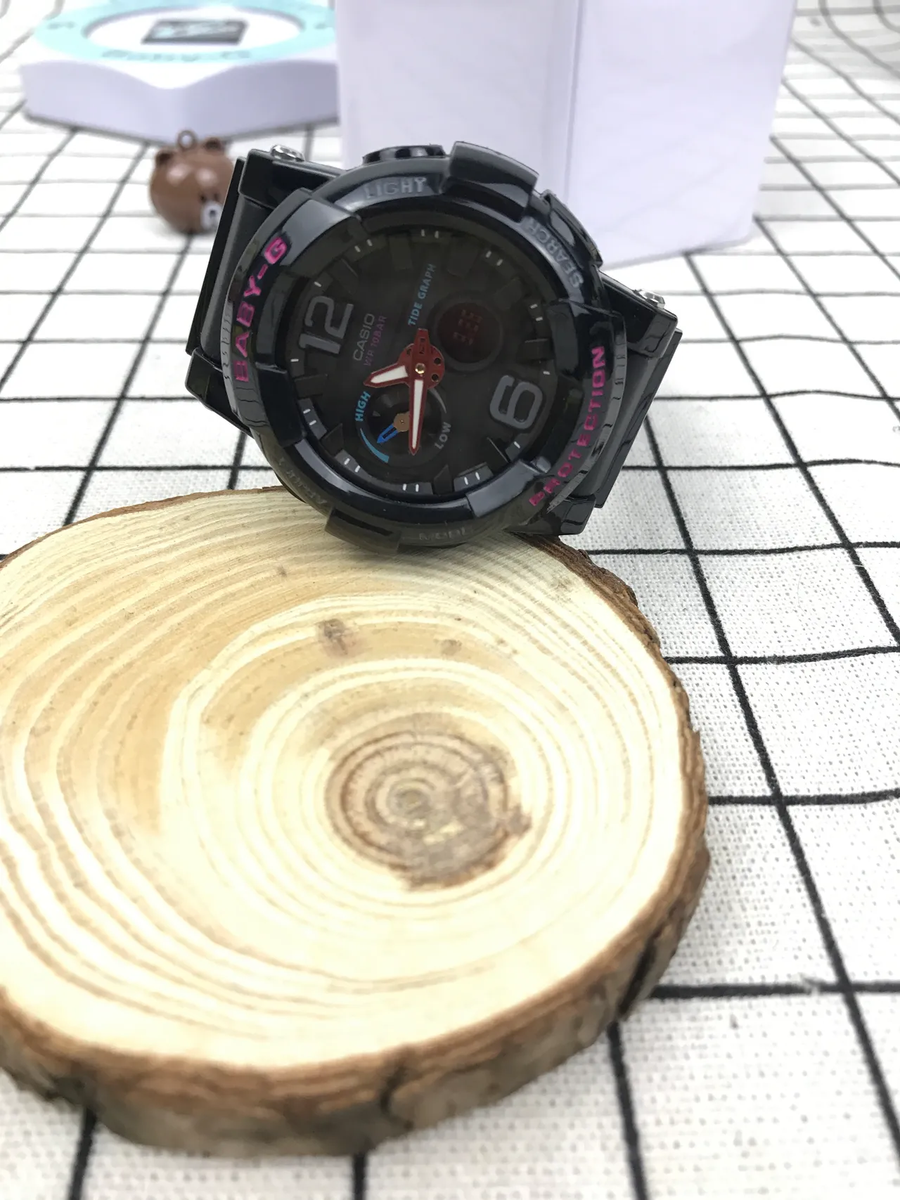 Casio Baby-G 黑粉 模拟-数字混合 潮汐图 显示 手表 3