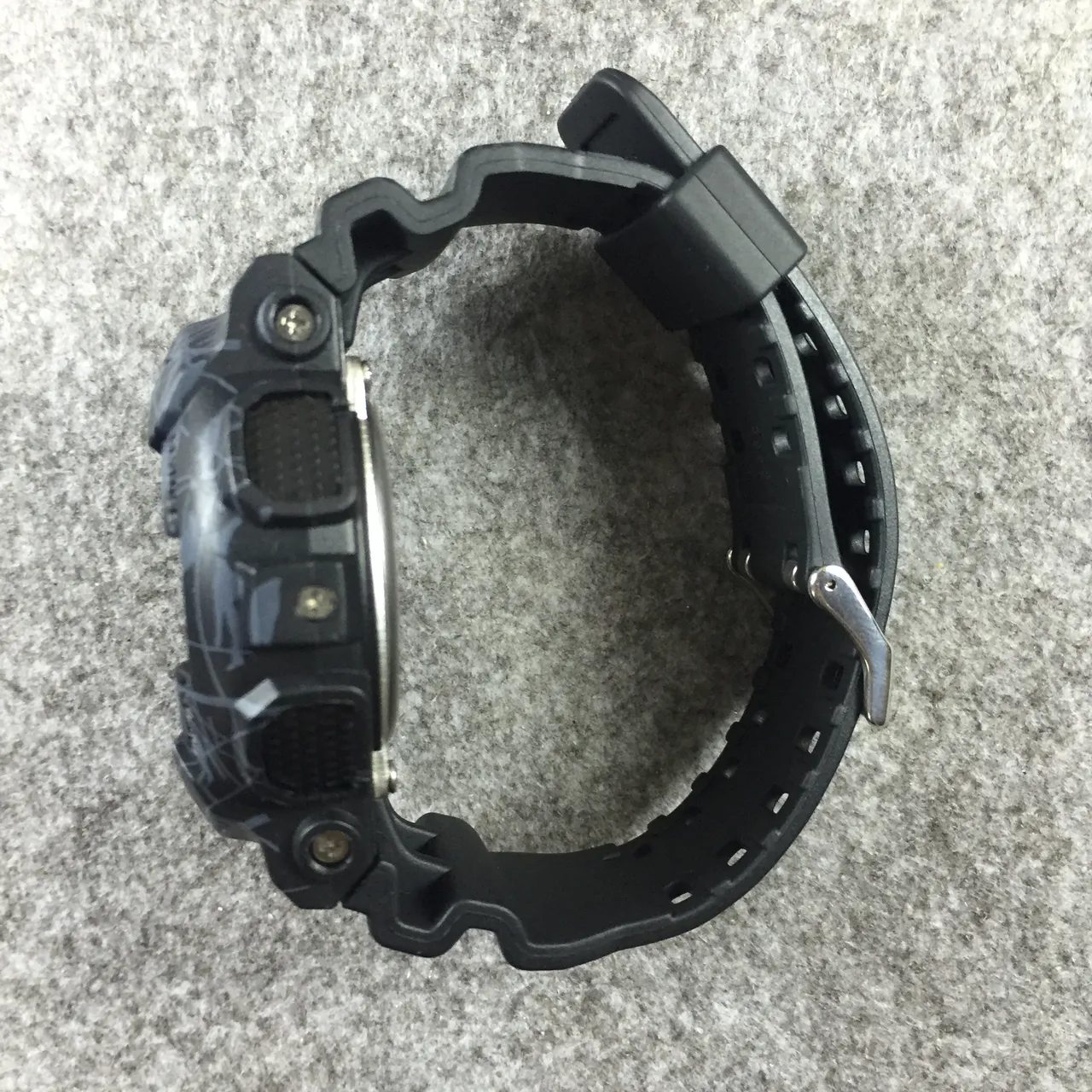 Casio Black Gray Rugged Resin Case Abstract Line Camo Pattern Watch 10