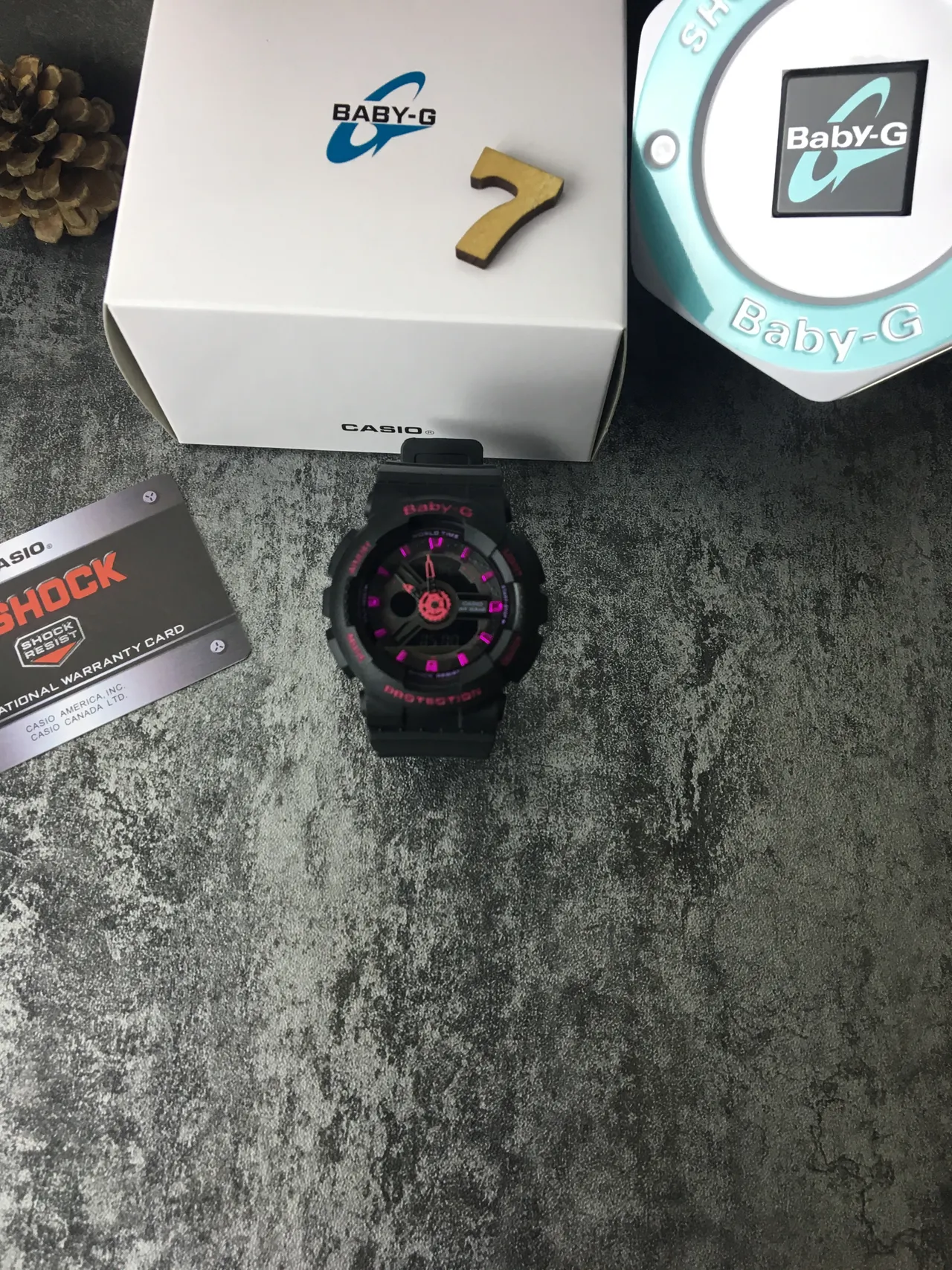 Casio Black Pink Rugged Resin Case Analog-Digital Hybrid Display Watch 2