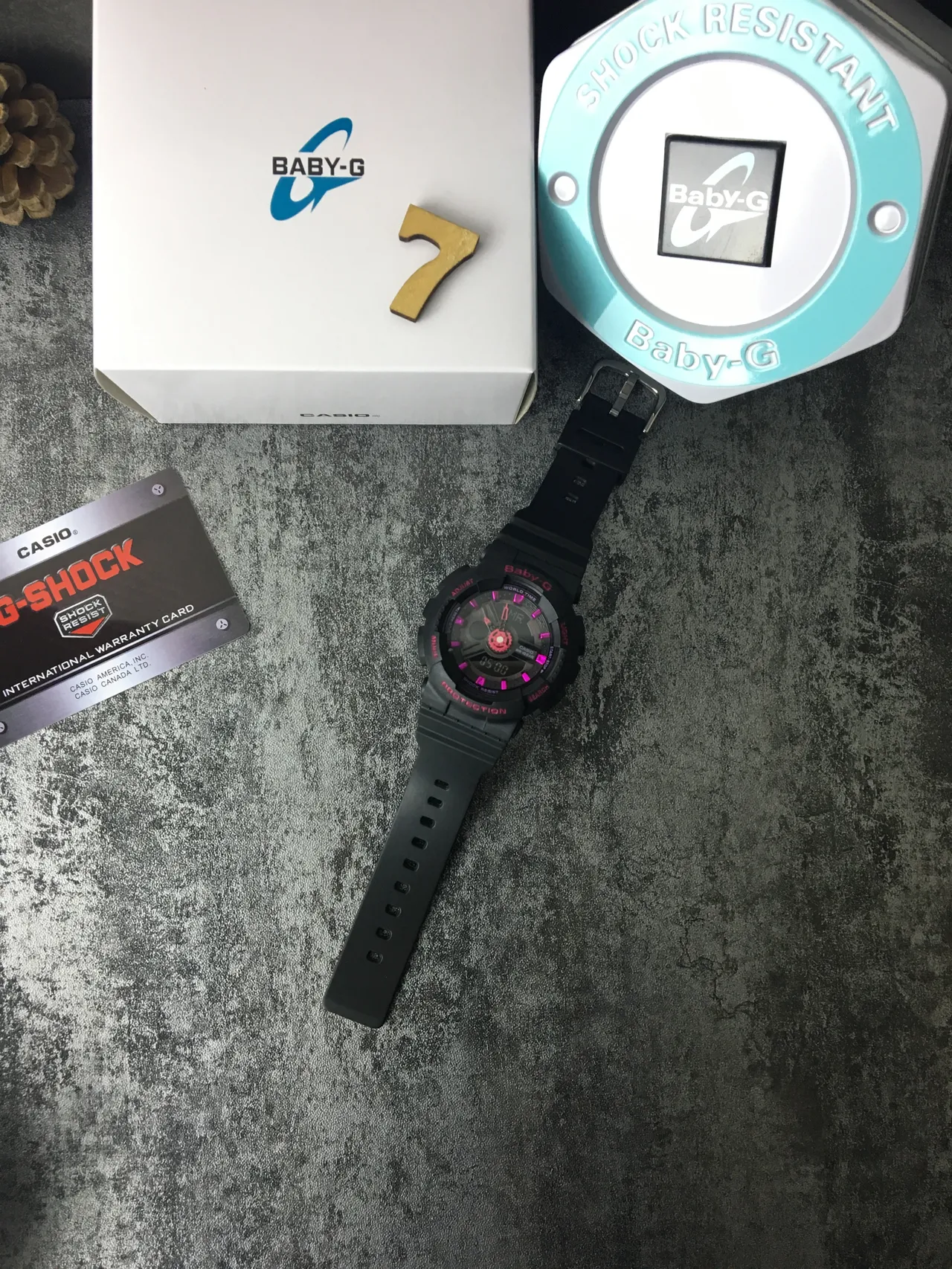 Casio Black Pink Rugged Resin Case Analog-Digital Hybrid Display Watch 6
